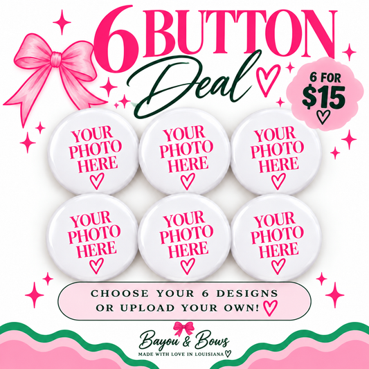 Game Day Pick Bundle- (6) 2.25" Buttons for $15